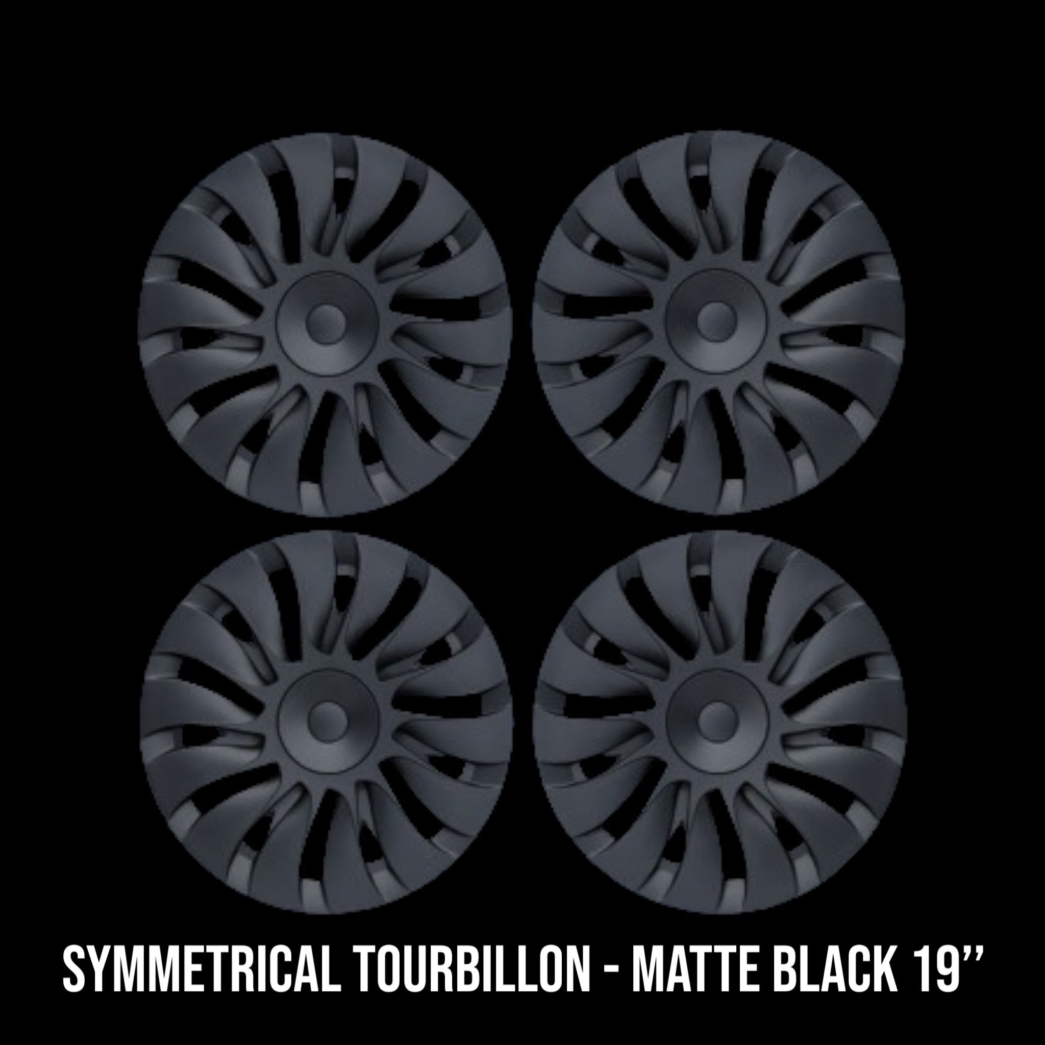 Wheel cover symmetrical tourbillon 19’’ matte black - TESLA MODEL Y