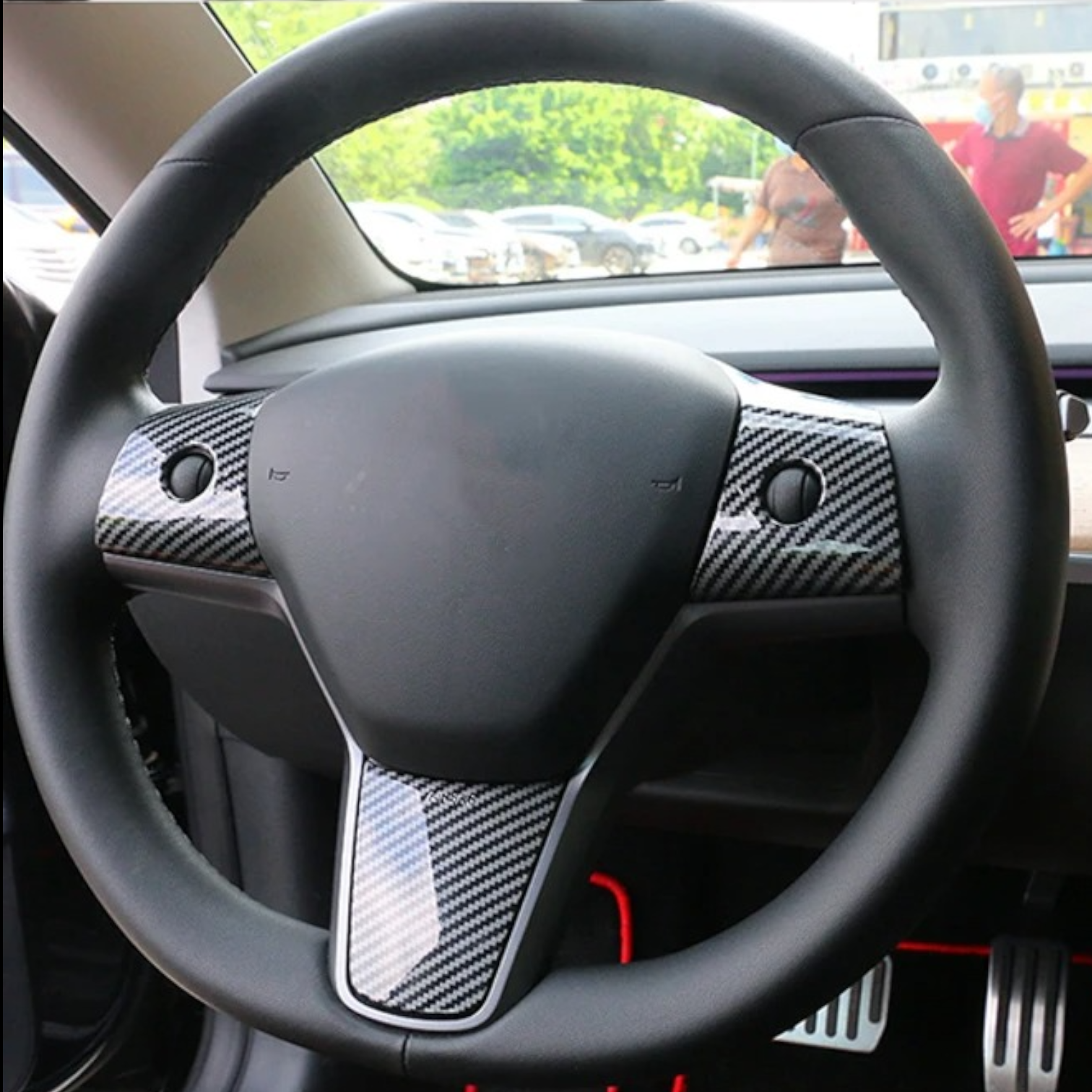 Carbon fiber steering wheel trim for TESLA MODEL 3/Y - ProTesla